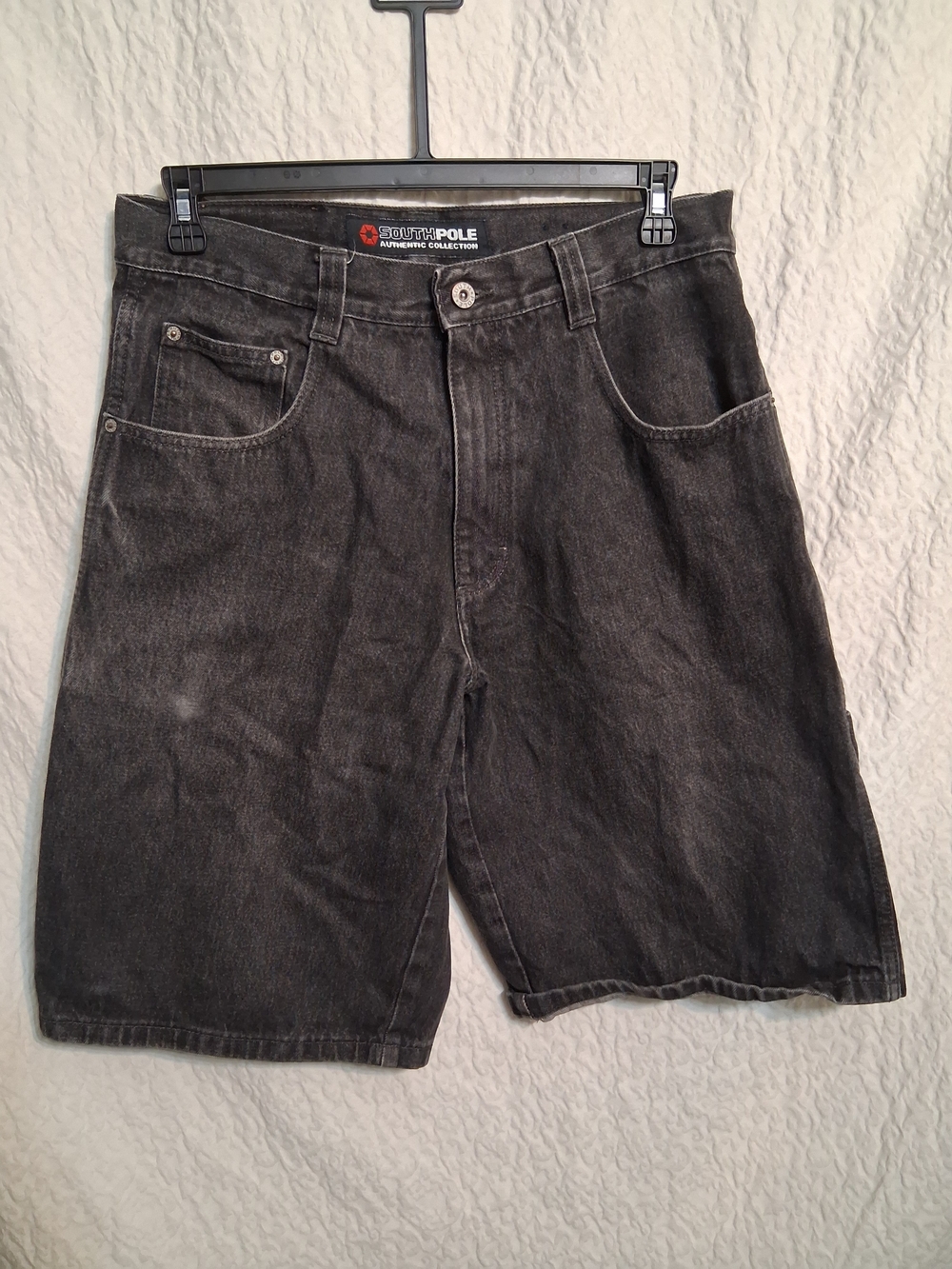 South Pole Authentic Collection Men's Washed Black Denim Jean Shorts.